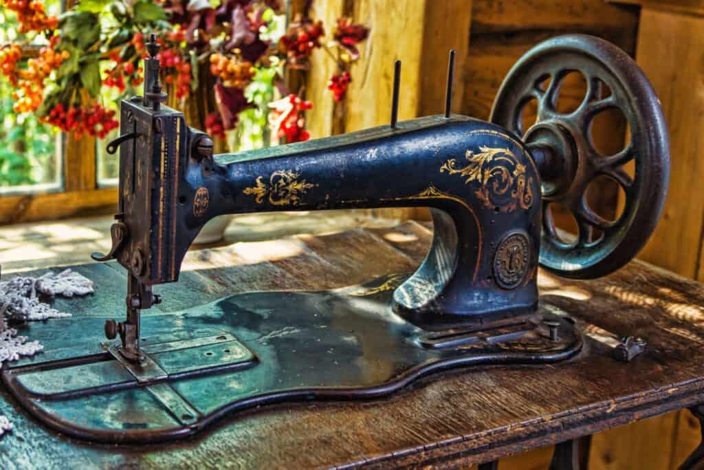 A photo of an antique sewing machine