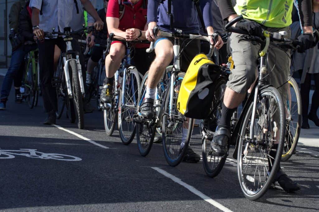 Cyclists in a cycle lane