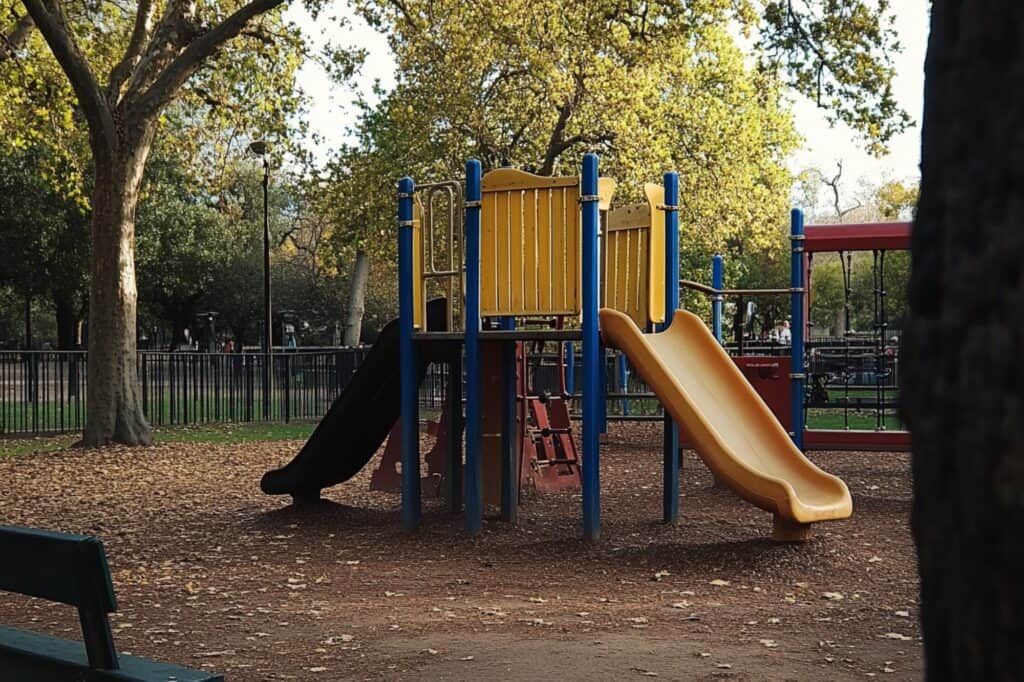 A children's playground in a park